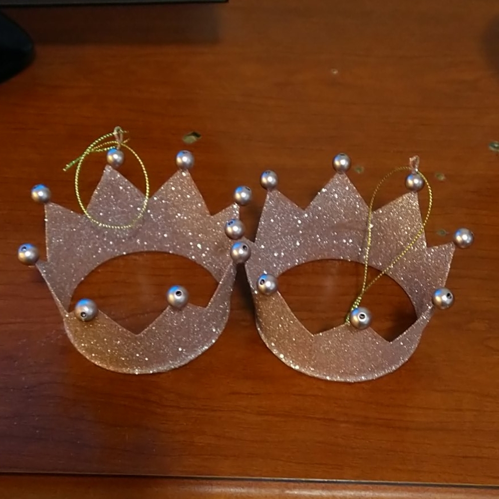 ***Both Sold***lVintage Estate Pink Crown Ornaments Unavailable